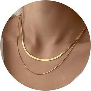 CHESKY 14K Gold/Silver Plated Snake Chain Necklace Herringbone Necklace
